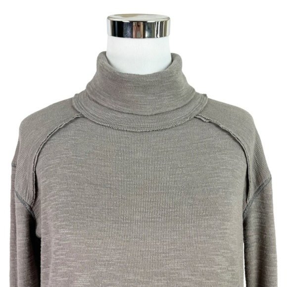 SOLD! Free People Tara Split Back Turtleneck Top Taupe - Picture 6 of 12